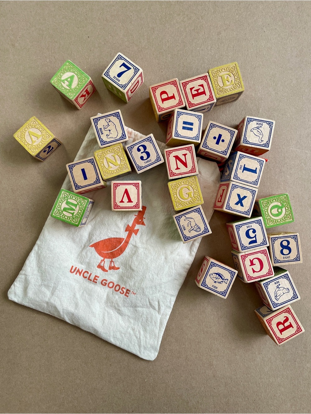 Uncle Goose Classic ABC Blocks In Canvas Bag